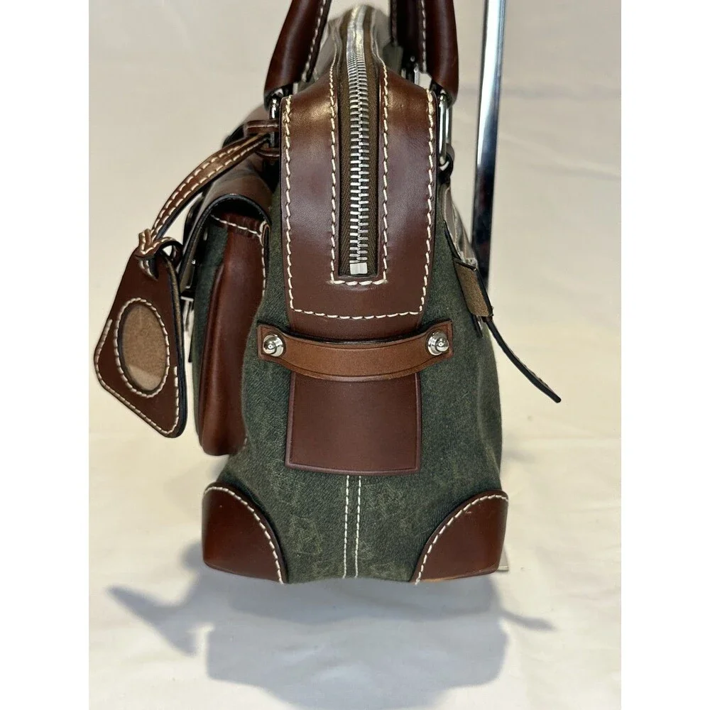Dooney & Bourke Signature Double Pocket Satchel Bag NWT Green Wristlet Keychain - Picture 4 of 16